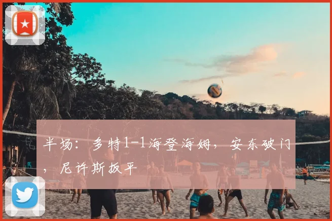 半场：多特1-1海登海姆，安东破门，尼许斯扳平